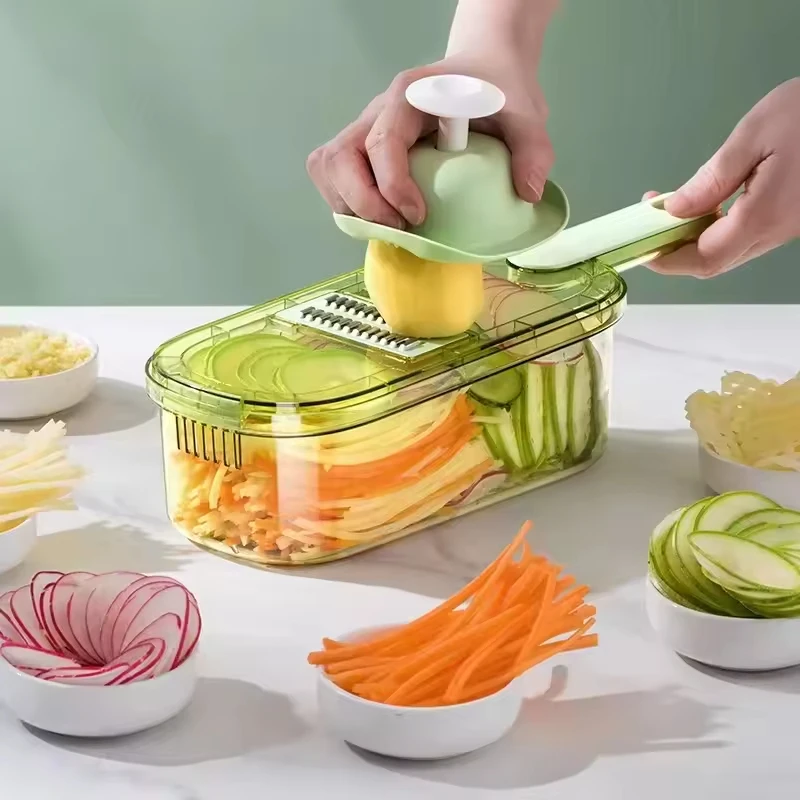 Hot New 3-6 Bladed Manual Steel Kitchen Cutter Multipurpose Fruit Plastic Slicer Fruit Meat Garlic Potato Cutting Food Use
