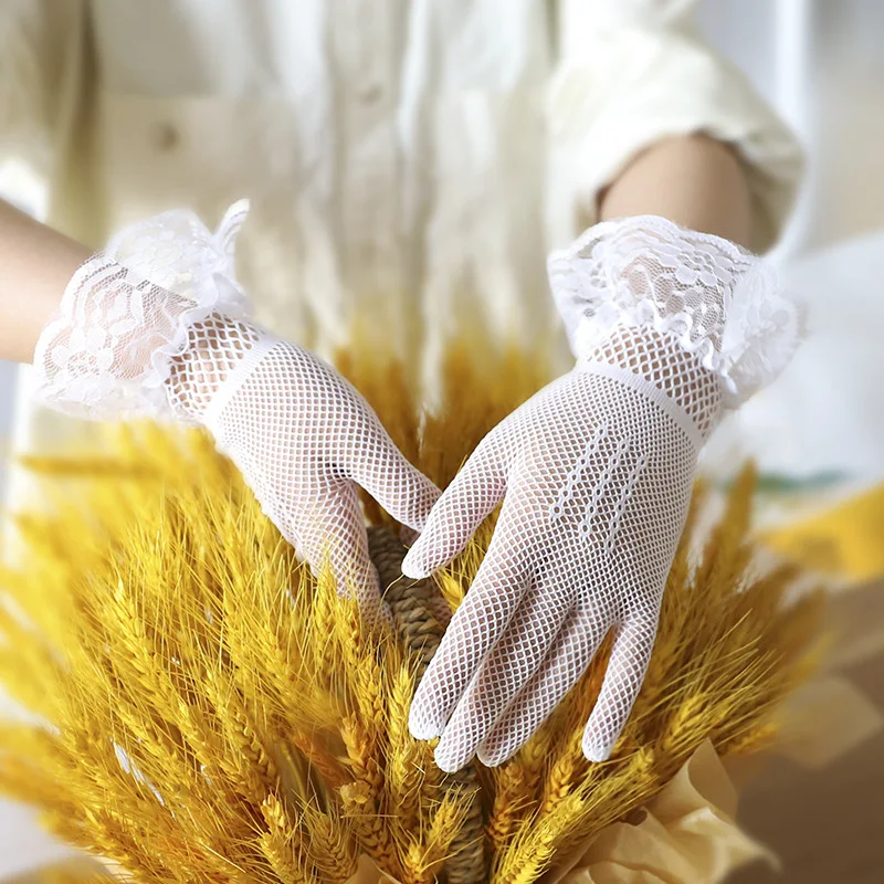 New Party Sexy Dressy Gloves Women High Quality Lace Gloves Paragraph Wedding Gloves Mittens Accessories Full Finger Girls