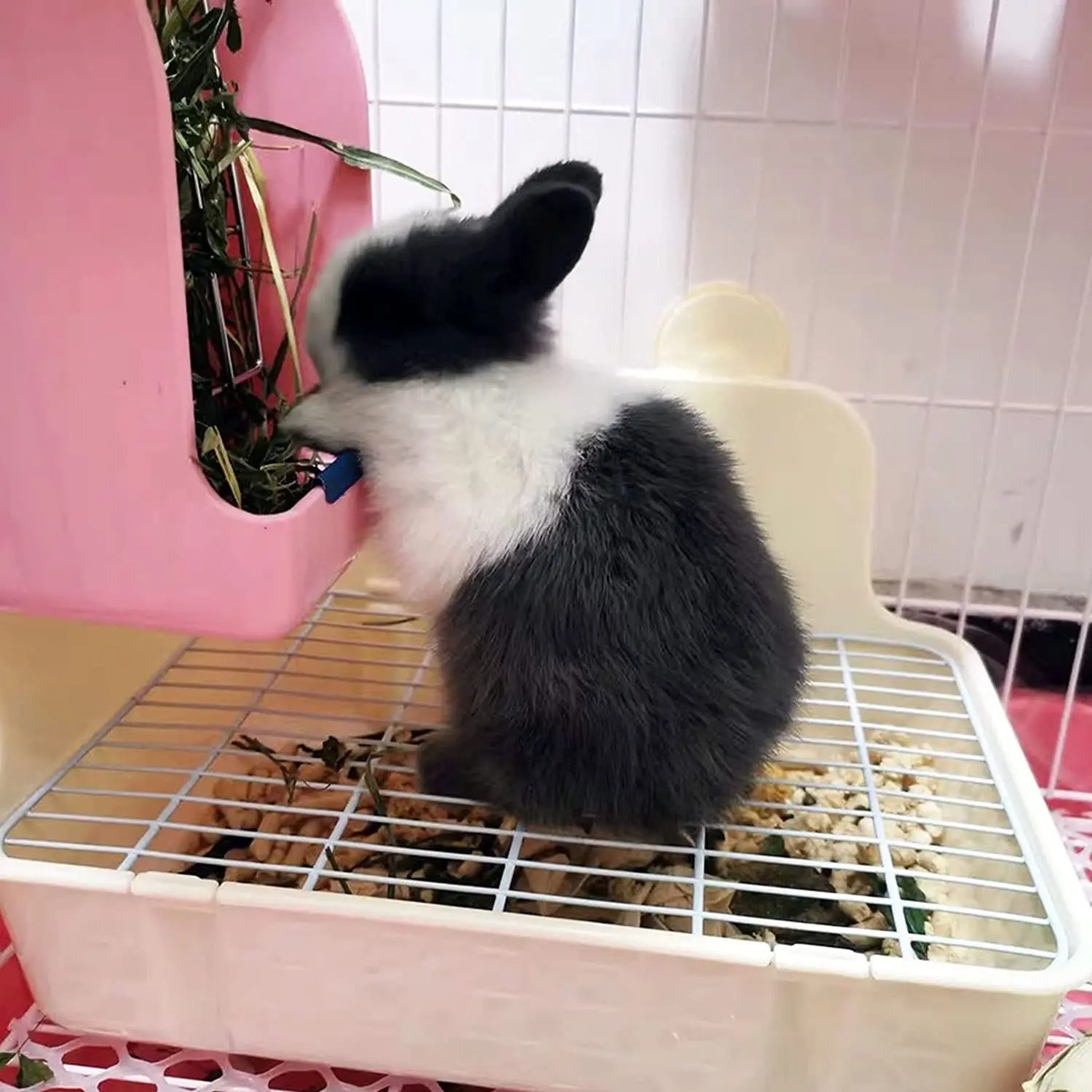 Bunny Litter Box with Grate Rabbit Corner Litter Pan  for Guinea Pig Ferrets Chinchilla