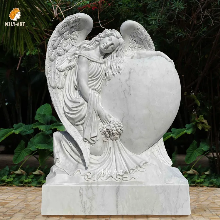 Hand Carved High Quality Angel Italian Marble Marble Tombstone