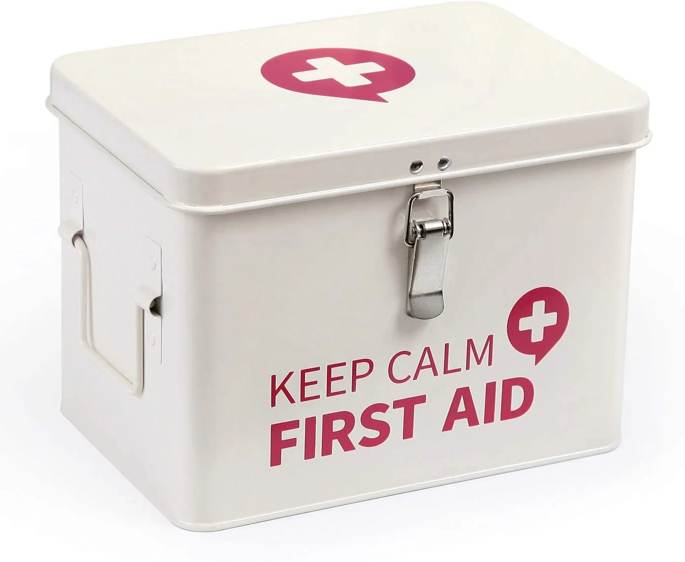 Medical Use Latch Closure Removable Tray Metal Medicine Storage First Aid Box Organizer