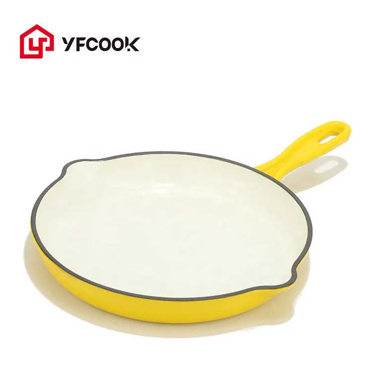Wholesale 20/26CM Customized Enamel Cast Iron Skillet Non Stick Enamel Frying Pan for Home Kitchen Enamel Cookware