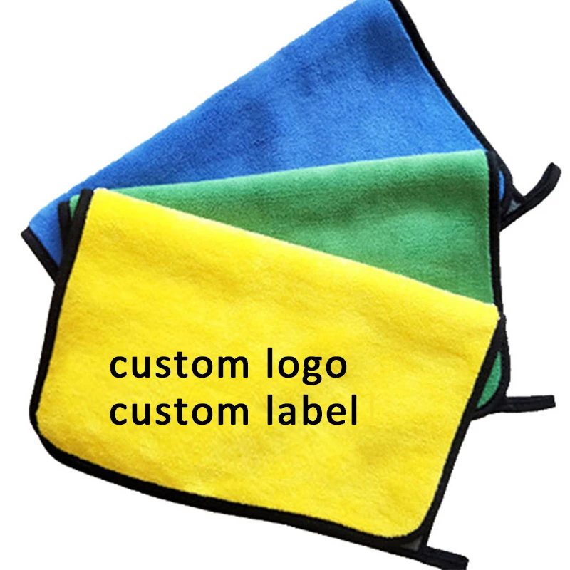 Custom logo coral fleece thicken quick dry towel car 800gsm absorbent microfiber car towel cleaning cloth wash towel for car