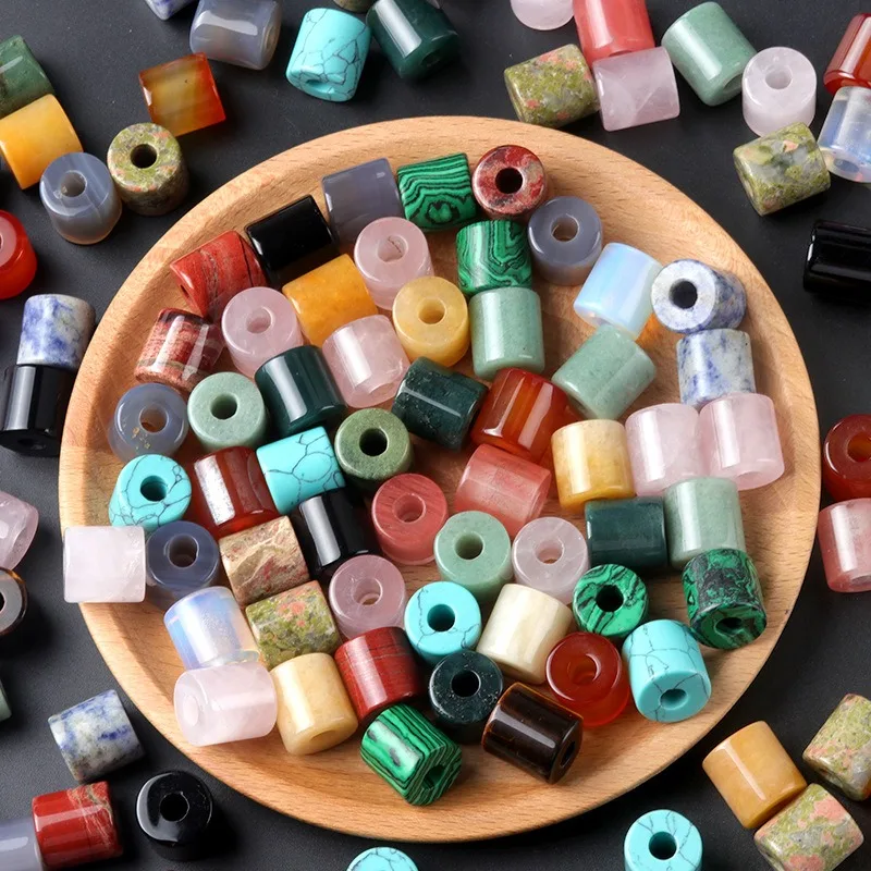 16mm Agate Cylinder Tube Beads With 5mm Large Hole Loose Gemstone Column Stone Beads for Making Bracelets Necklace Earrings