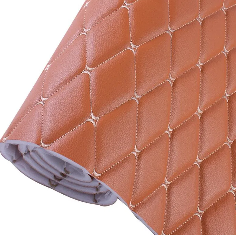 Custom embroidery abrasion-Resistant PVC with foam for car seat cover high quality eco friendly synthetic automobile leather