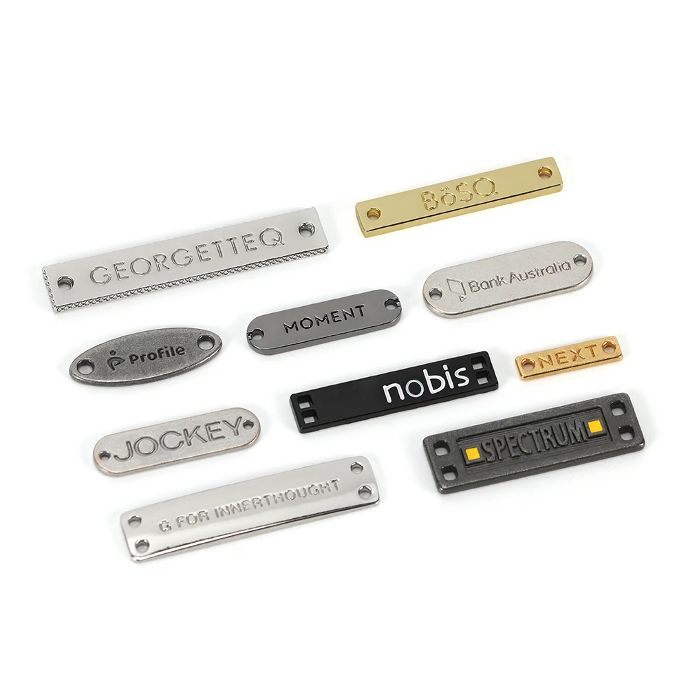Environmental Brand Metal Logo Engraved Plate Tags Clothing Sewing Custom Metal Label for Garment