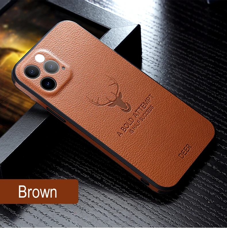 Leyi all inclusive four corner fall prevention skin feel protective PU leather Deer Head mobile phone case for iPhone 13 pro max