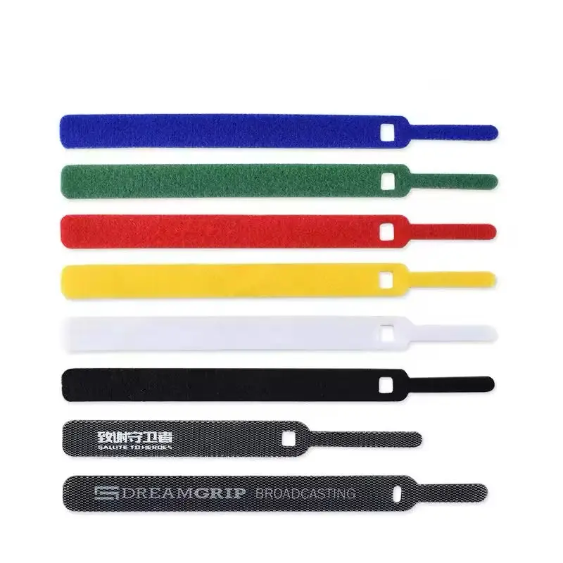 Plastic 200mm*10pcs Double Loop Back To Back Wire Wrapping Band Hook And Loop Cable Tie