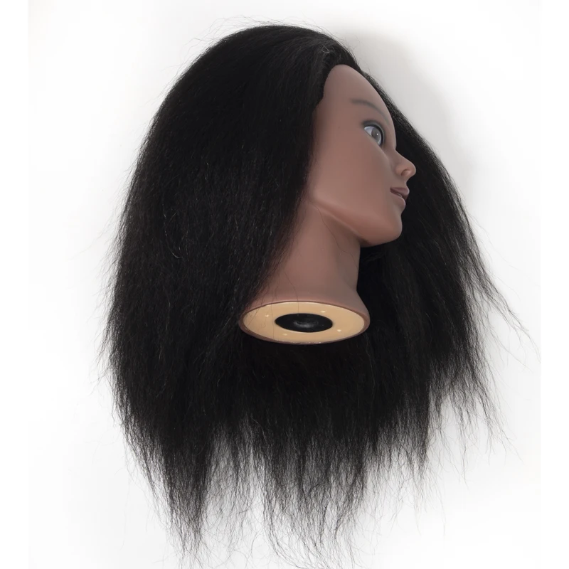 
Real African-skinned mannequin head practice braided hair with dummy head 