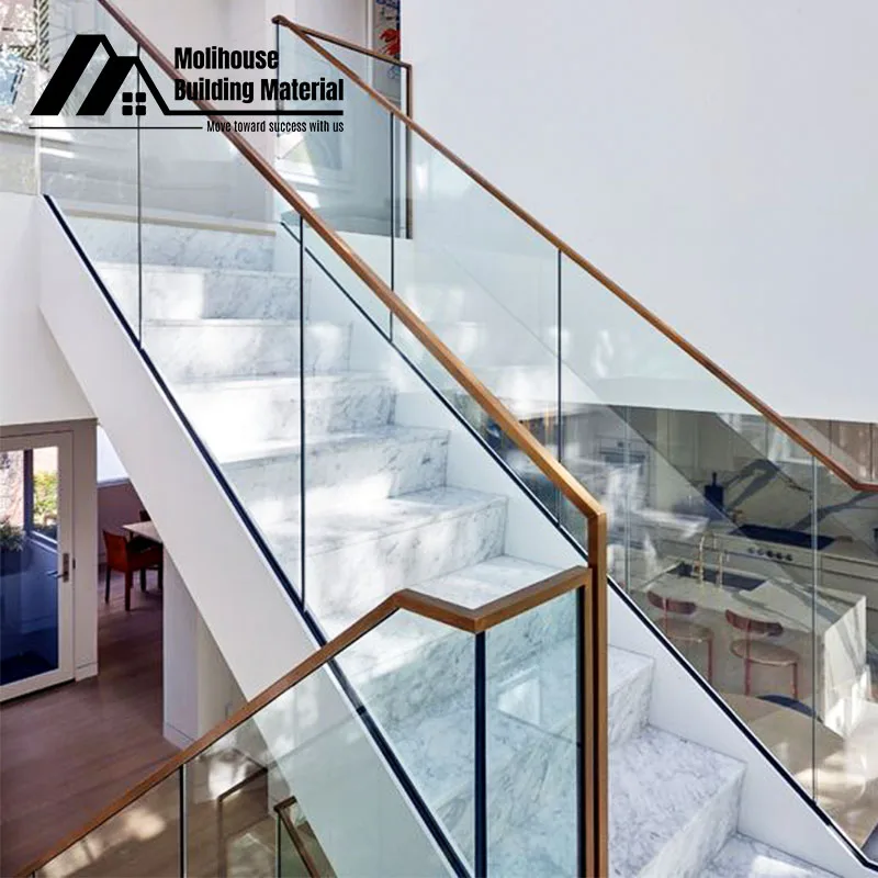Outdoor Glass Railing Aluminum Handrail/Outdoor Stairs Balustrade With Led Light