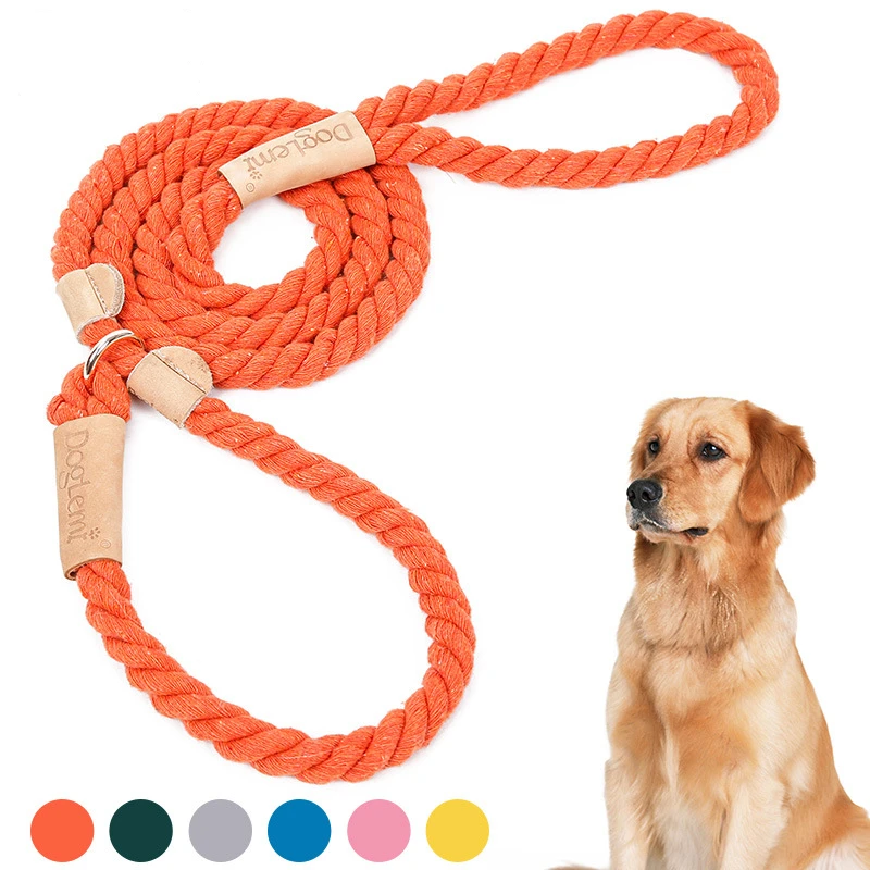 New Design Pet Products Collar and Leash Integrated Modern Luxury Adjustable Pet Dog Leash Rope raided Cotton Rope Leads Collars