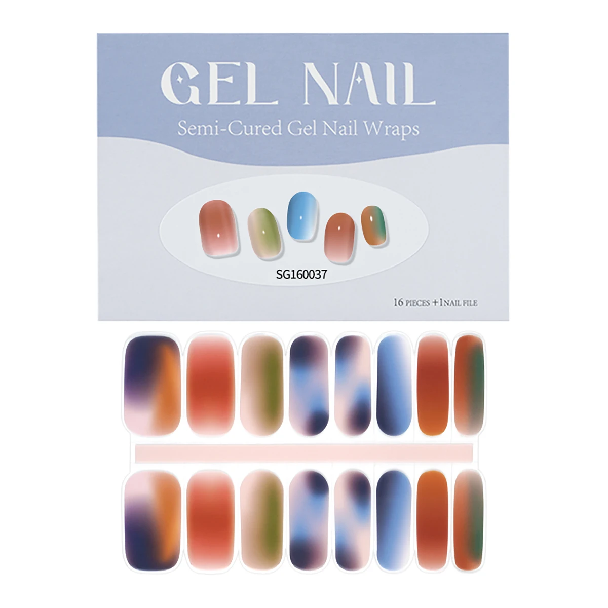 New Arrival Custom Popular Glazed Non-Toxic Gel Polish Stickers DIY UV lamp semi cured Gel Nail Wraps