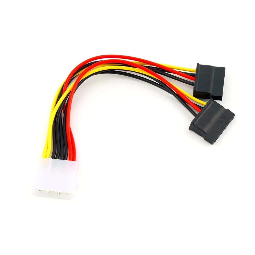 Good Quality Y Splitter Female HDD Power Adapter Cable 4Pin IDE Male Molex 4 pin to Dual SATA