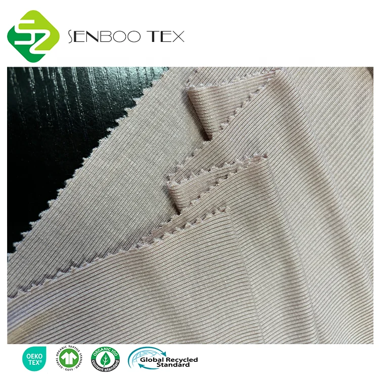 Certificate 100% Bamboo Organic Knit Fabric 2*2 Ribbed Light Weight Fabric