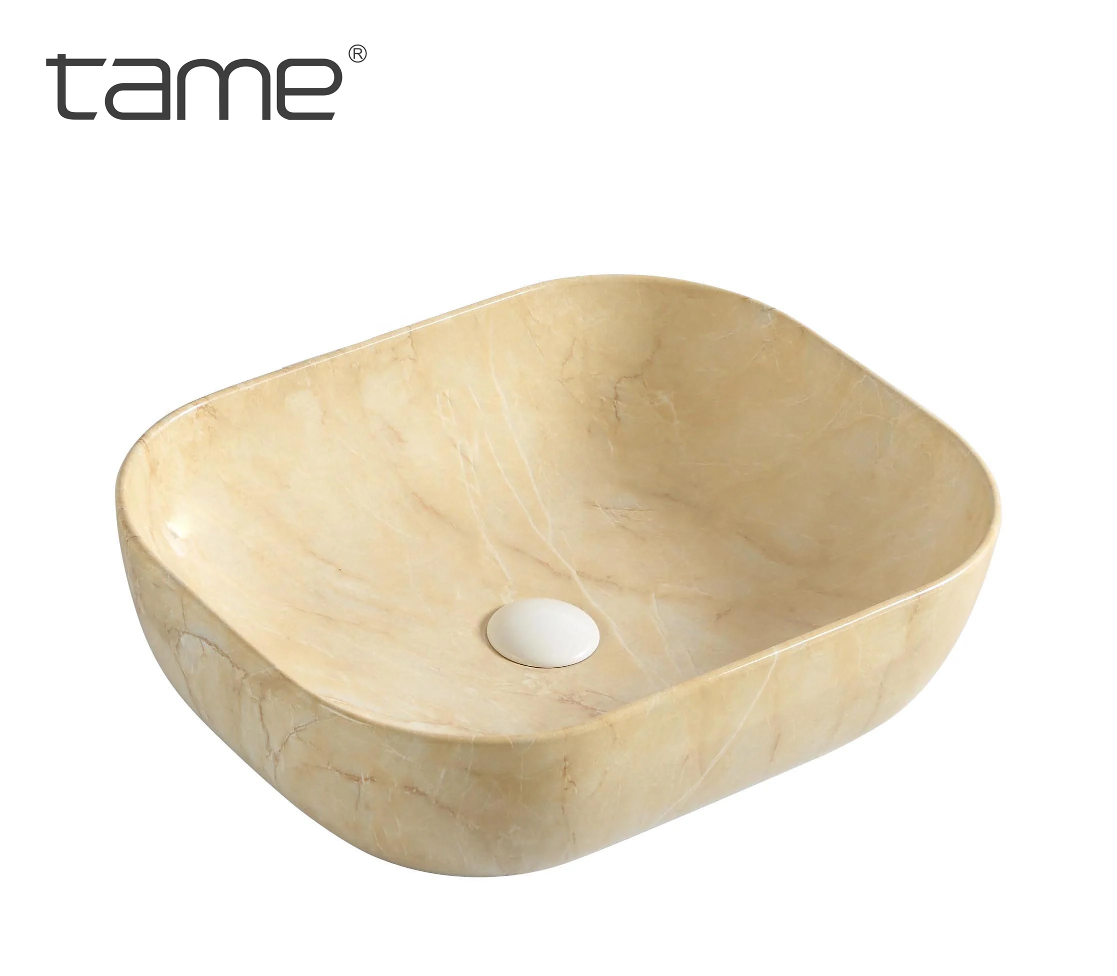 TAME PZ6128-M11 Elegant Ceramic Marble Design Art Hand Wash Basin Bathroom Countertop Lavabo