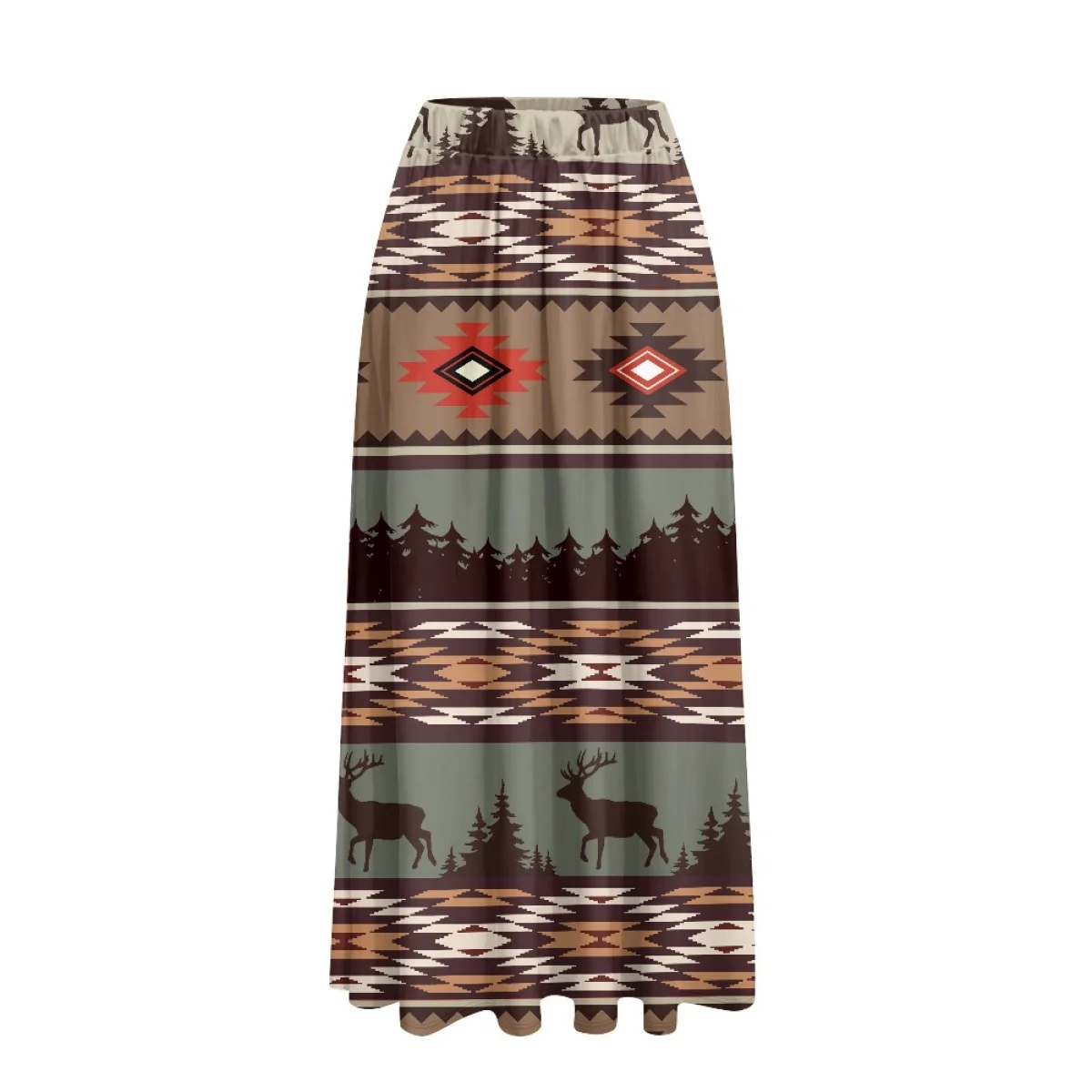 Direct Selling Digital Printed Fashion Long Skirts for Women Stylish Native A-line Maxi Skirt
