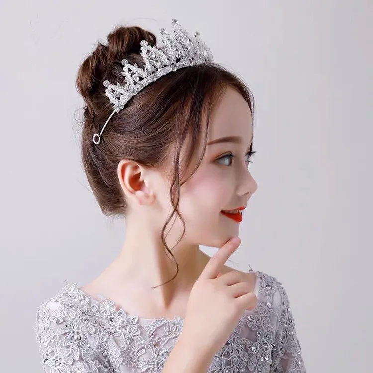 Hot sale bridal crown wedding Princess birthday diamonds hair accessories rainbow tiara flower girl tiara bling crown