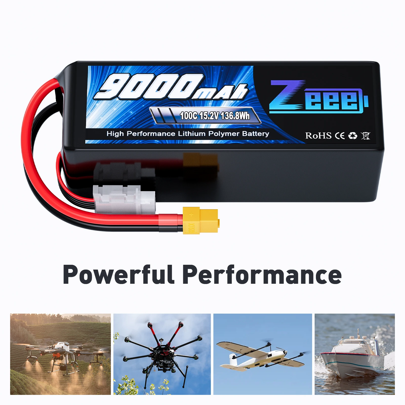 Аккумулятор ZEEE для дрона HV высокочастотный 4S 15 2 V 9000mah 100C fpv lipo аккумулятор аэрофотосъемки и сельскохозяйственного