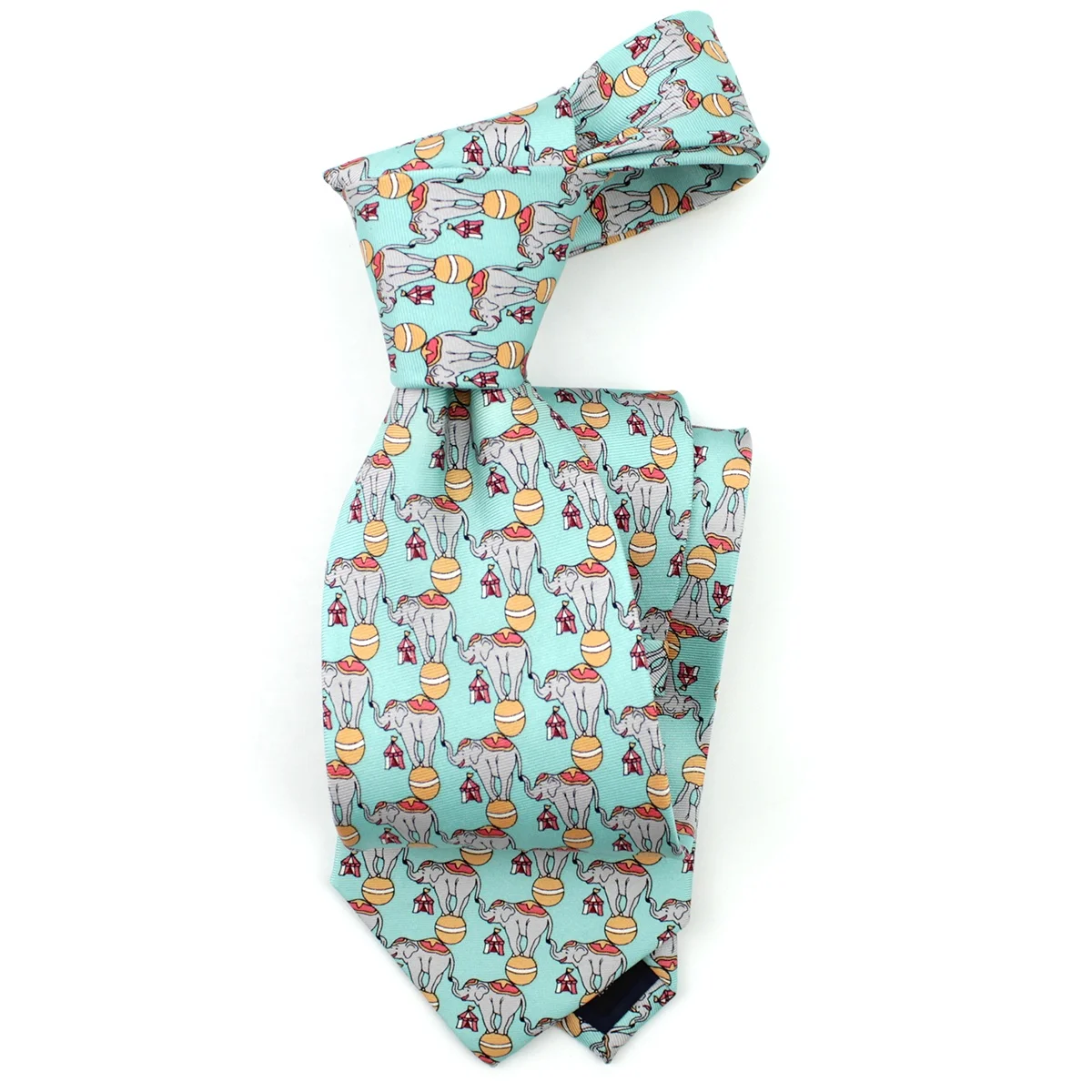 China Wholesale Personalized Custom Printed Silk Necktie Circus Nice Design Teal Mens 8cm Elephant Tie Fab Animal Print Tie