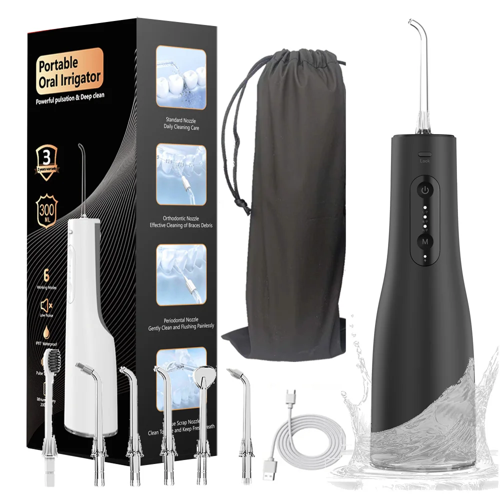 New Portable Wireless Water Pick Dental Water Flosser Oral Irrigator with Toothbrush Head Tip