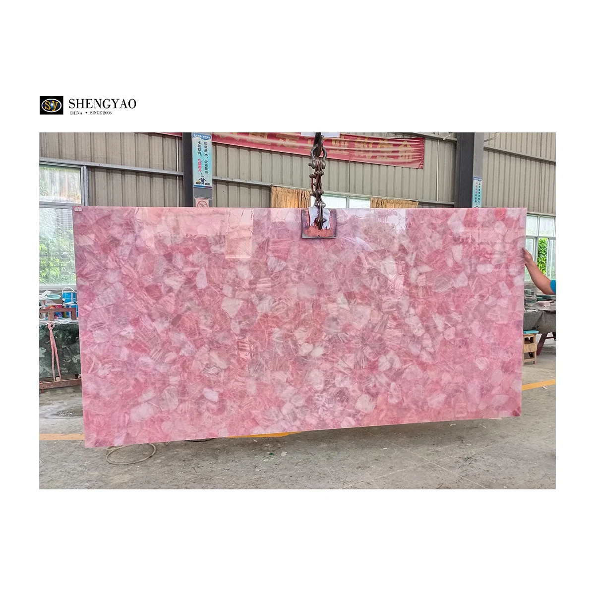 Large Size Pink Marble Backlit Crystal Translucent Rose Quartz Slabs For Wall Countertop