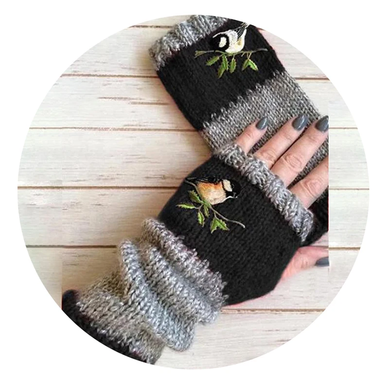 OXGIFT wholesale 2021 fashion warm stitching embroidered gloves women