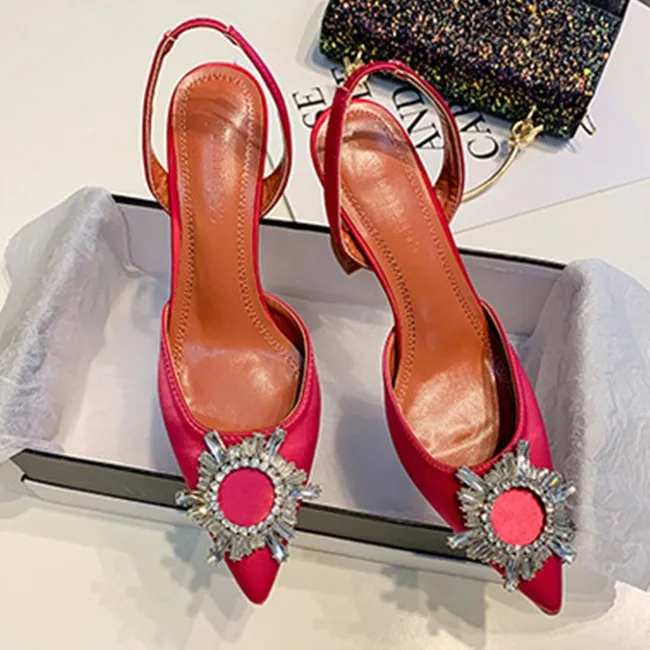 Туфли-лодочки женские атласные Роскошные туфли на высоком каблуке заостренный носок пикантная обувь для вечеринок и свиданий большие размеры