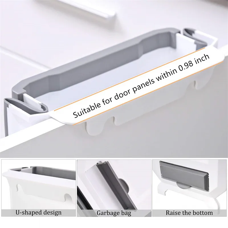 Hanging Kitchen Trash Can with Garbage Bag Storage, Foldable Large Simple Human Trash can, Collapsible Garbage Bin for Bedroom