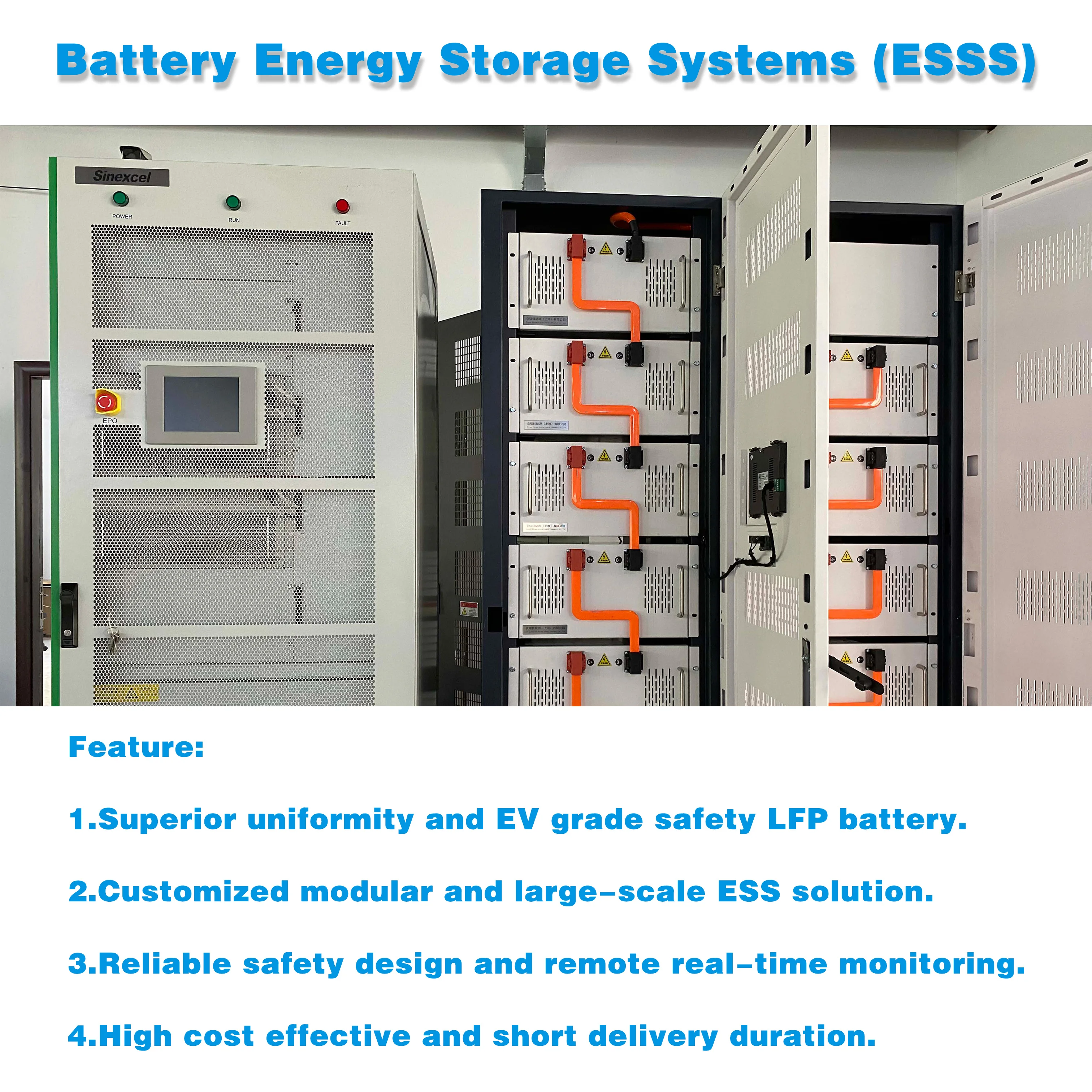 Industrial & Commercial Energy Storage Container Cabinet LiFePO4 Batteries Solar Energy Battery Storage System