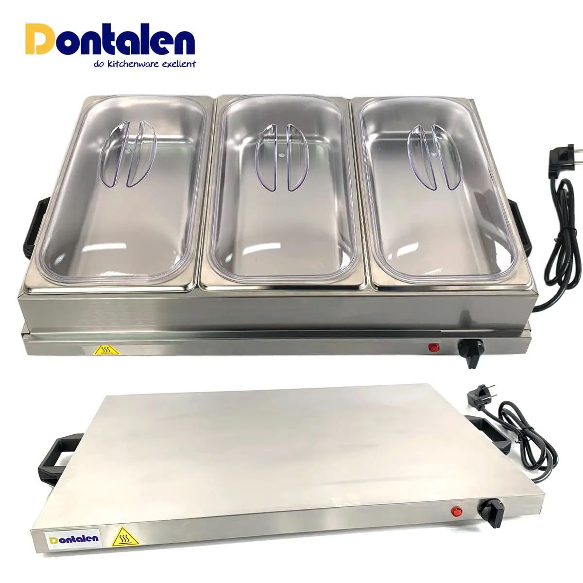 Portable Electric Food Warming Tray Stainless Steel Electric Food Warmer Food Server Buffet Set For Home Use Big Large Capacity