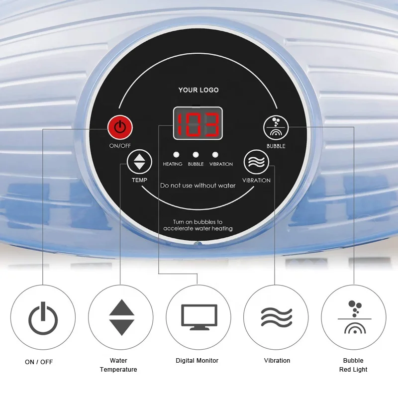 Factory Supplier Heat Bubble Vibration Foot Spa Bath Massager with Removable Massage Rollers