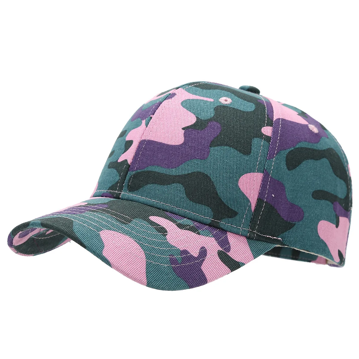 Wholesale Unisex Colorful 3D Puff Embroidery Cotton Twill Outdoor Custom Blue Camo Baseball Cap