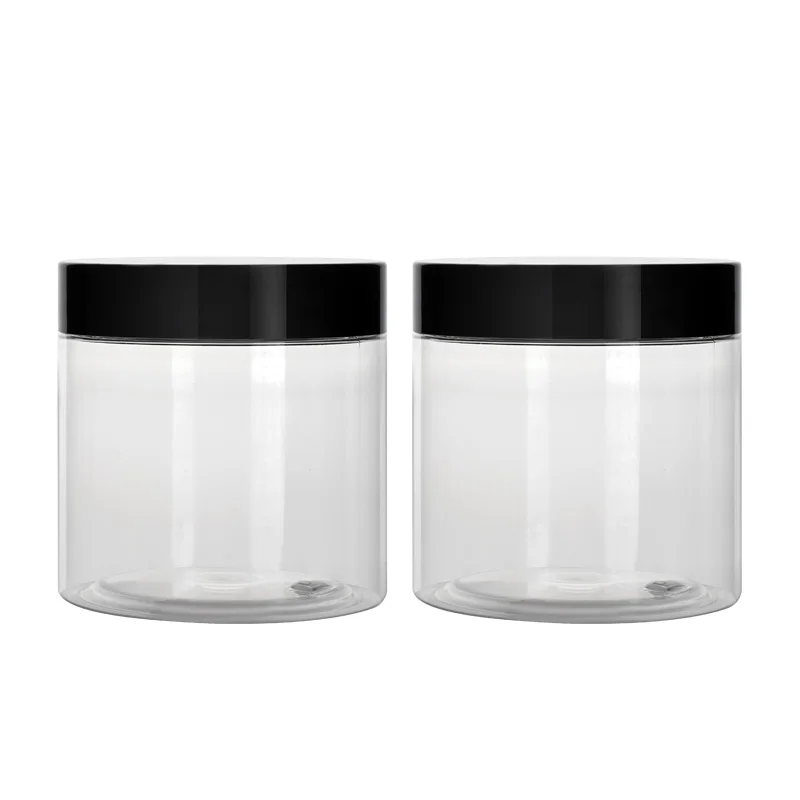 Food grade empty 8oz 250ml clear PET plastic cookie jar with aluminum lid
