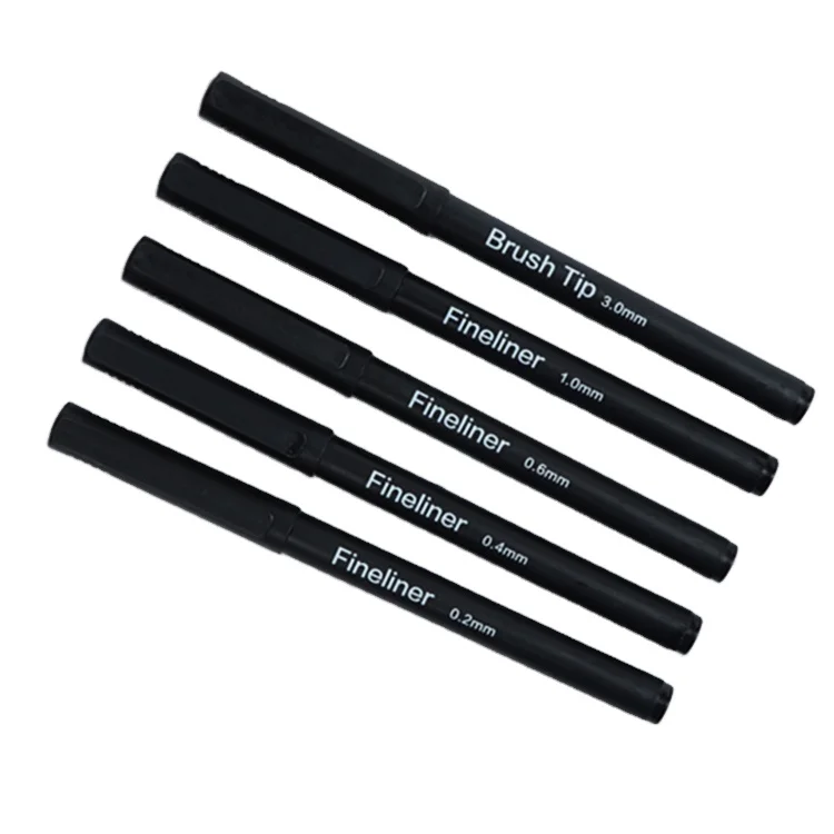 0.2 /0.4/0.6/1.0/3.0mm Colorful Fineliner Marker Pen Black Calligraphy Brush Color Fineline Art Marker Pen Set For Office School