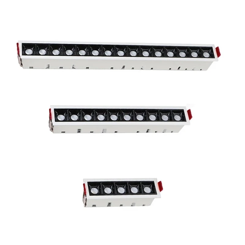 Modern Energy Saving Office  Multiple Heads Aluminum Down Light 20W LED Grille Linear Lamp Ceiling Recessed Grille Light Led