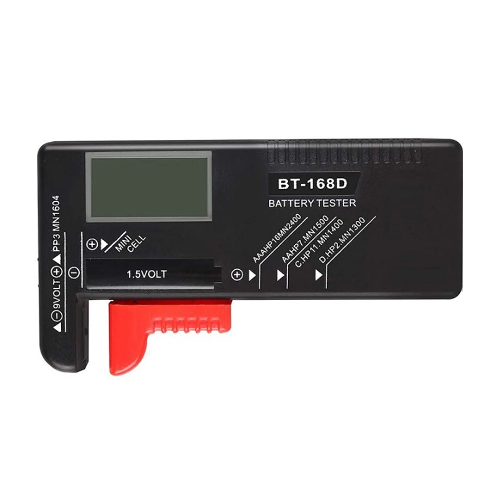 Digital Battery Tester 9V/1.5V/AA/AAA Battery Capacity Tester Button Cell Volt Checker Universal Battery Tester BT-168D