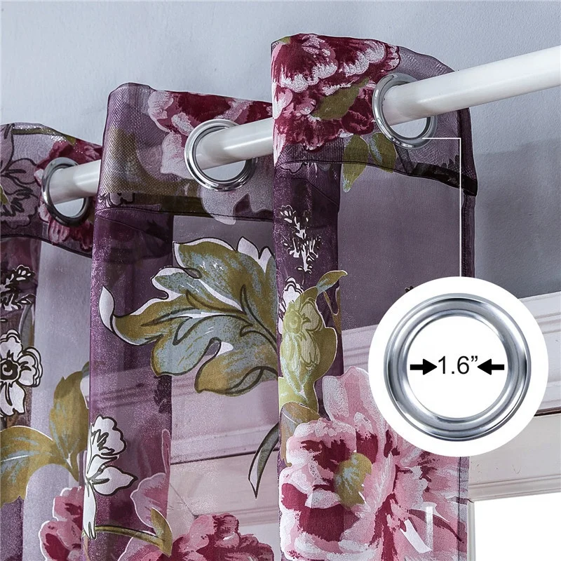 Floral Curtain Burnout Voile Curtain Window Modern Living Room Bedroom Tulle Curtain Kitchen Sheer Fabric Cortinas