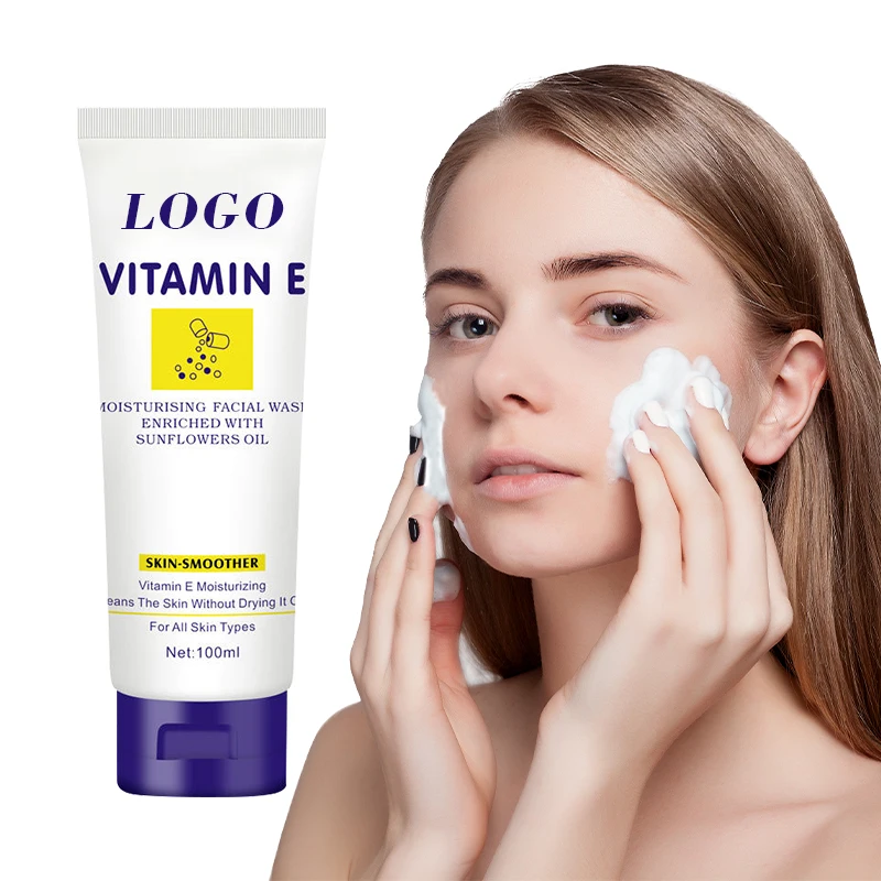 Factory wholesale enriched with sunflower oil vitamin E moisturizing and cleansing pores simple refreshing facial wash custom