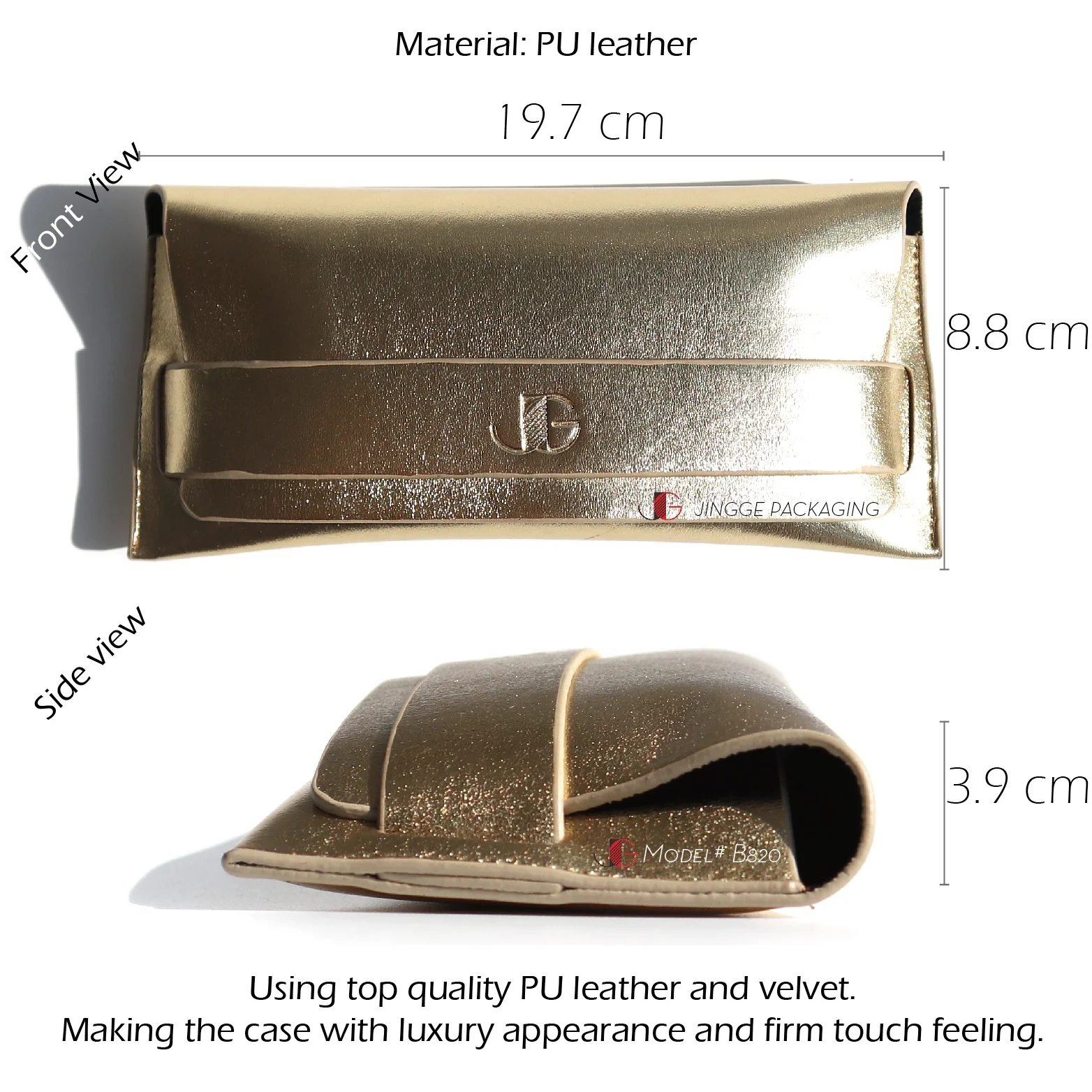 Glossy Custom Logo Optical Frame Eyewear Bag Cases Luxury Leather Case for Eyeglasses