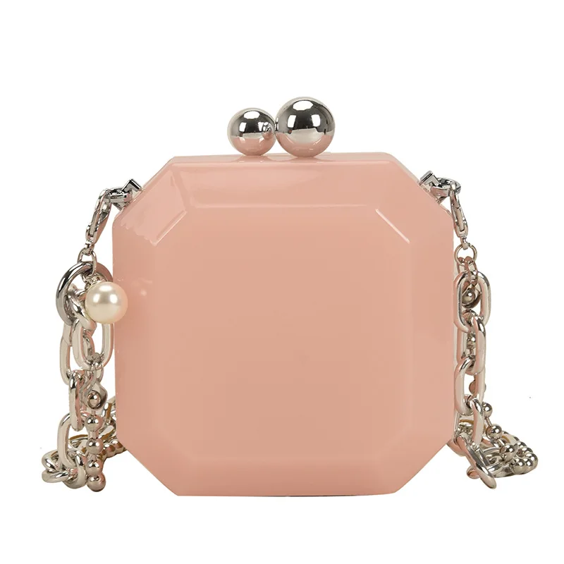 2021 Summer  Personalized creative Mini Lipstick Jelly Bag For women Acrylic chain Single shoulder Cross-body Box Bag purse