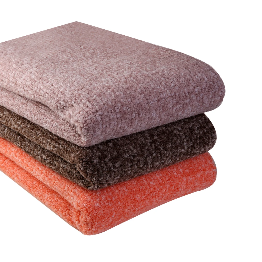 High Quality 100% Polyester Yarn-Dyed Two Color Knitted Velvet Fleece Plush Fabric For Hat Scarf Blanket