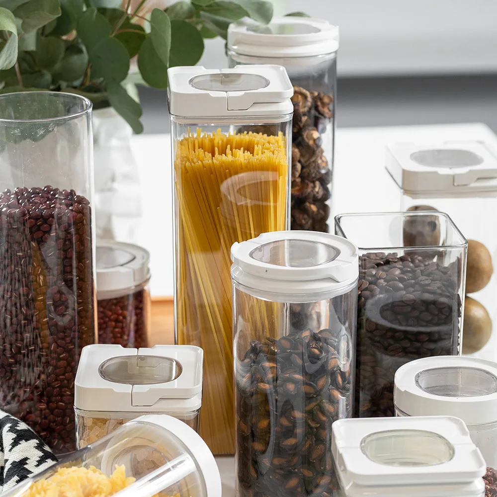 Amazon hot sale plastic kitchen food moisture-proof fresh non-toxic sealed cans with lid