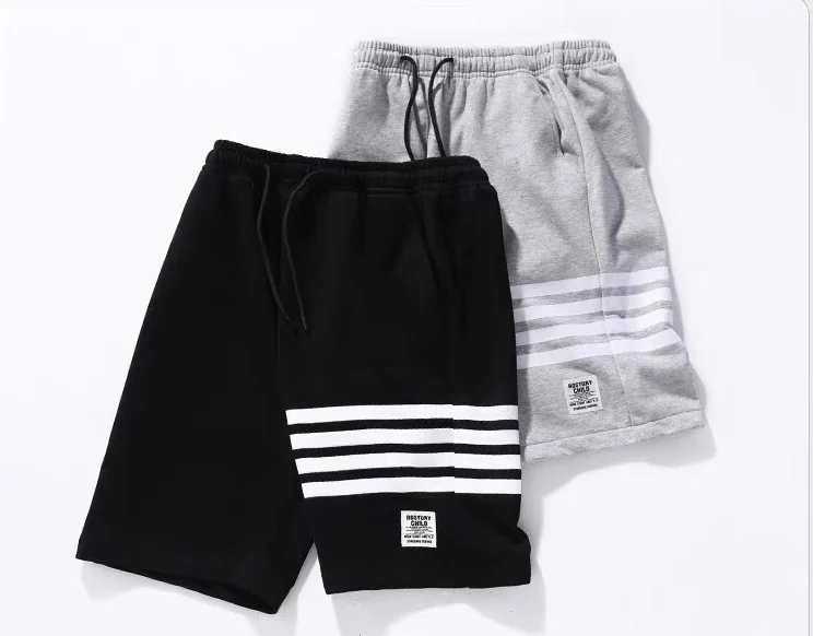 Оптовая продажа, мужские шорты из 100% хлопка в полоску, с логотипом на заказ