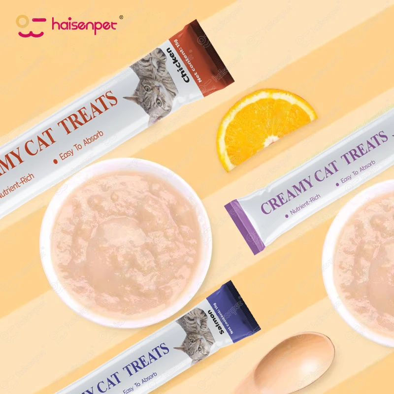 In Stock Low MOQ 15g*5 High Protein Pet Wet Snack Creamy Cat Treat Food