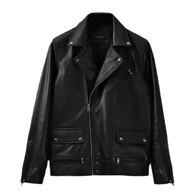 New Causal Vintage Coat Men Spring Outfit Design Bomber Vintage Leather Jacket