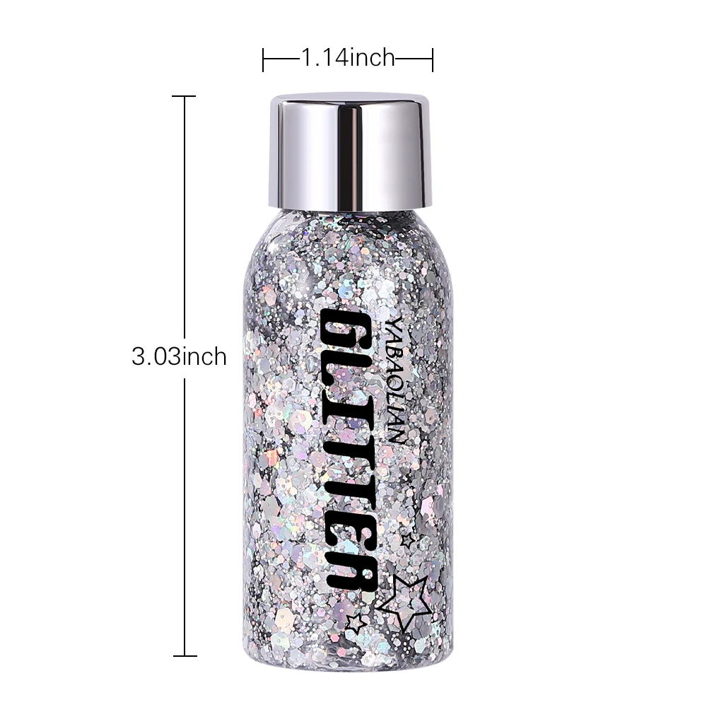 Body Face Chunky Glitter Gel Pink White Silver Face Sparkles Glitter Gel Makeup for Singer Concerts Disco Festival Rave OEM