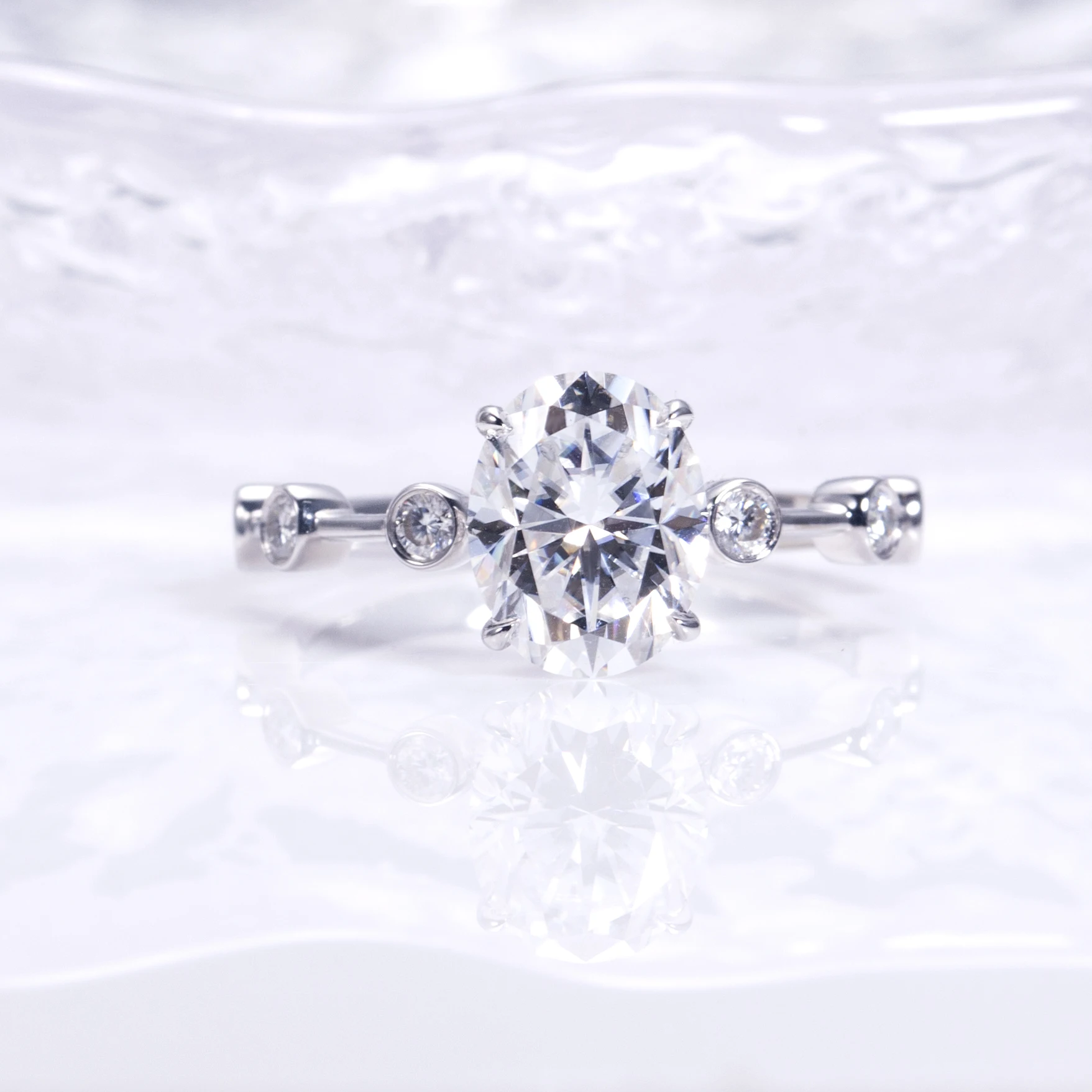 VVS2 2CT Oval Shape14K White Gold Ring Lab Grown Diamond Jewelry Rings Engagement Lab Diamond Ring