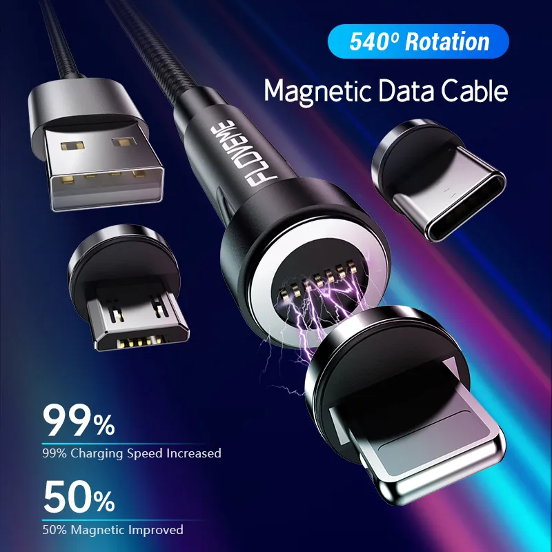 Бесплатная доставка 1 образец OK FLOVEME CE FCC RoHS вращение на 540 градусов 3A Быстрый USB зарядный кабель