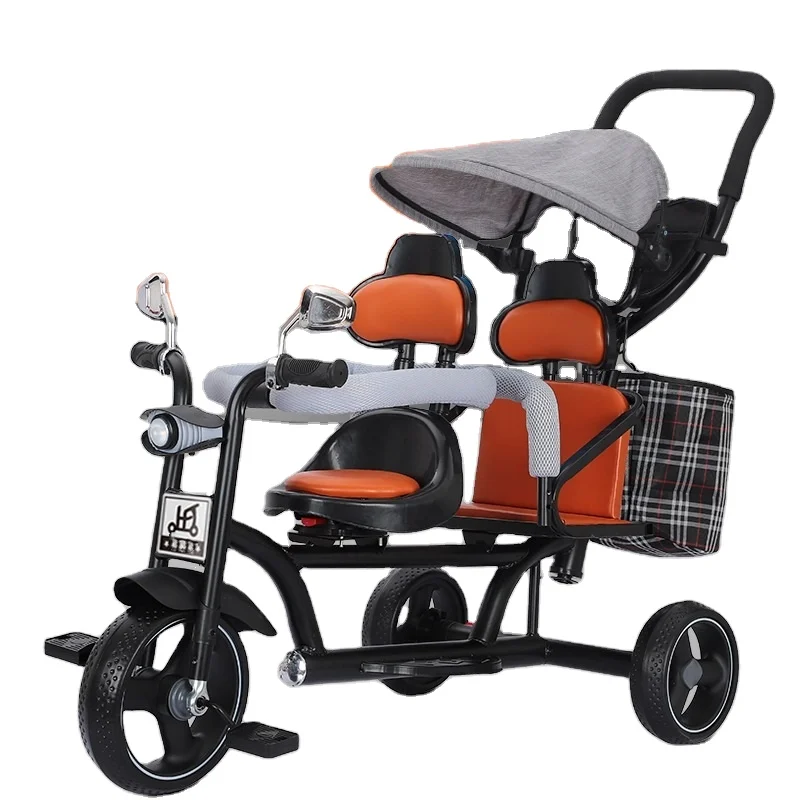 Hot Sale Child 3 in 1 Foldable Whole Price Wood Baby Tricycle Double Seat Strollers For 3 Wheel Bike Spare Parts