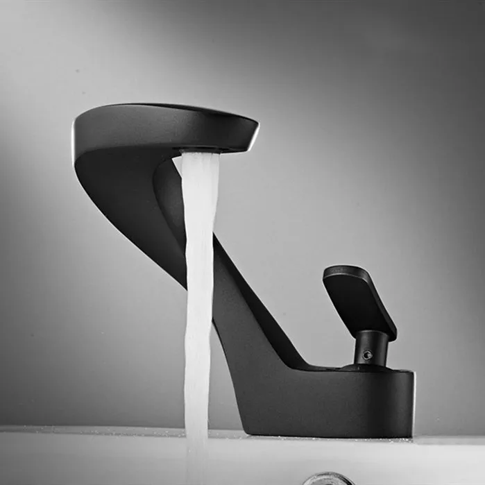 YLB2007B Bathroom Basin Sink tap black Brass Basin Sink Mixer Tap Single Hole Cold and Hot Water Faucet